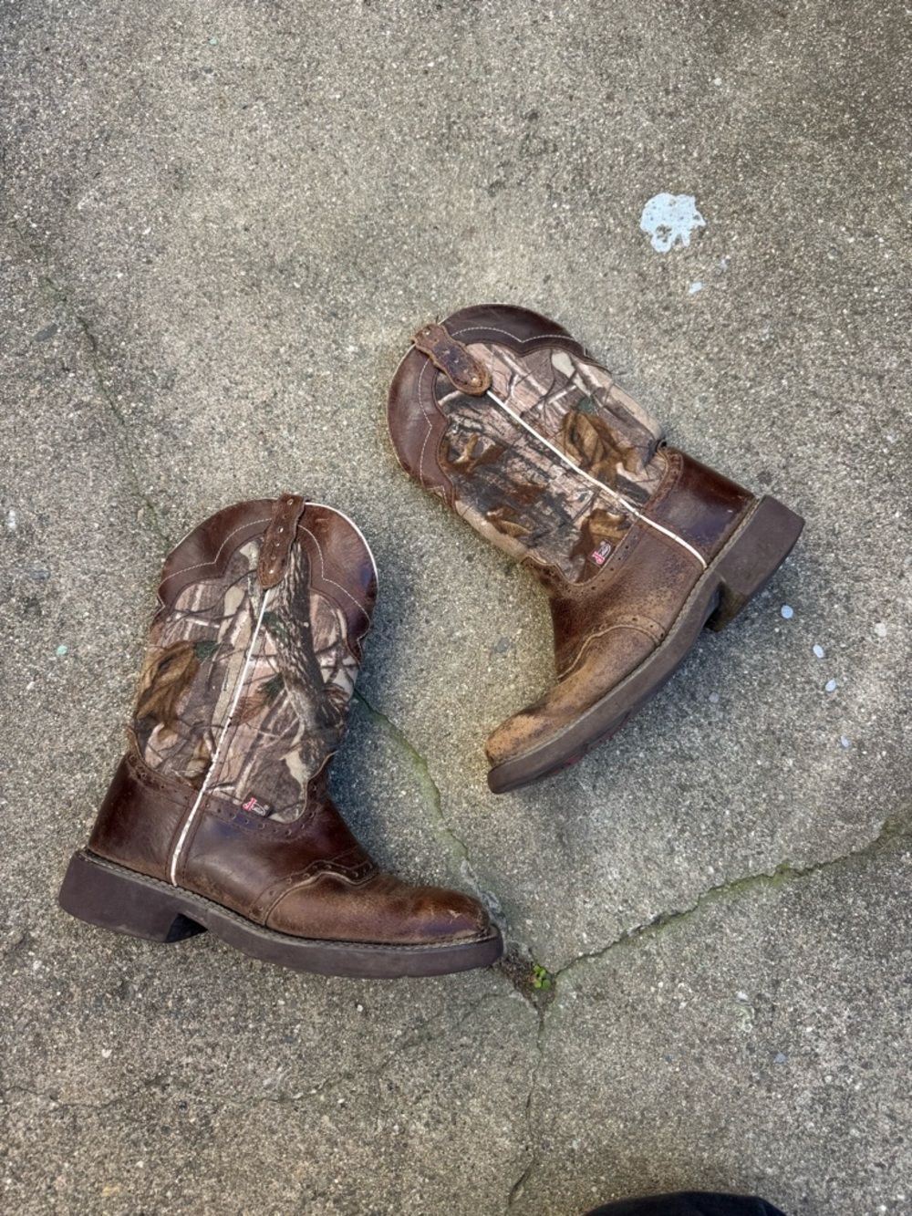 Justin Gypsy Western Boots Camo Leather Brown Women’s 8.5 Cowboy
